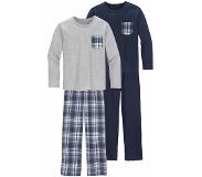 Le jogger Pyjama in een lang model, broek 1x uni en 1x geruit (set, 4-delig, Set van 2)