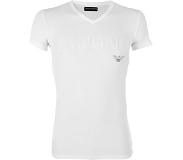Emporio Armani - Basis V-Hals Shirt Wit met Glansprint - L