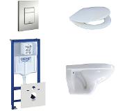GROHE Adema Classico toiletset bestaande uit inbouwreservoir, toiletpot, toiletzitting en bedieningsplaat mat chroom 0720002/0729205/4345100/0261520/