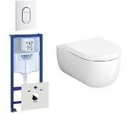 Clou Hammock toiletset met inbouwreservoir, wandtoilet met softclose en quickrelease zitting met bedieningsplaat verticaal wit 0729205/0729242/sw106250/sw108319/