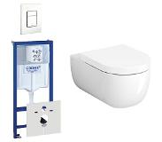 Clou Hammock toiletset met inbouwreservoir, wandtoilet met softclose en quickrelease zitting met bedieningsplaat verticaal/horizontaal wit 0720003/0729205/sw106250/sw108319/