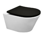 Mueller Afesta mat wit randloos toilet inclusief zwarte softclose zitting