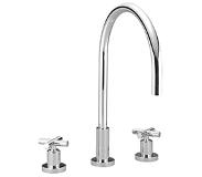 Dornbracht Tara 3gats keukenkraan met kruisknoppen sprong 23.5cm platina mat