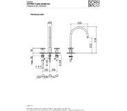 Dornbracht Tara 3gats keukenkraan met kruisknoppen sprong 23.5cm chroom