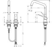 Axor Citterio M 2 gats keukenkraan met draaibare hoge uitloop 110/150/360 chroom