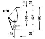 Duravit D-Code urinoir toevoer achter / m/sifon/bevestiging/vlieg Wit