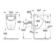 GROHE Bau Urinoir met Verdekte Inlaat 35,5x33,7x55,2 cm Wit
