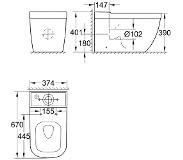 GROHE Euro Duoblokcloset Rimless Excl. Reservoir met Hygiene Coating 37x67 cm Wit