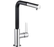 Kludi L Line S 1 gats keukenkraan met uittrekbare handdouche chroom/zwart
