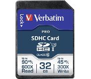 Verbatim SDHC kaart Pro 32GB Class 10 UHS-I