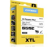 Dymo XTL printtape vinyl perm. 24 mm x 7 m zwart op wit
