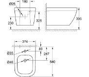 GROHE Euro Bidet met Overloop en Hygiene Coating 37,4x54 cm Keramiek Wit