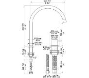 Vola Keukenmengkraan 21cm 2 kraangaten waterbesparend RVS