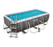Bestway Zwembad power steel set rechthoek rotan 404 Incl. Filterpomp (220-240V) + ladder