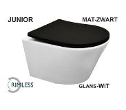 Saqu Sky 2.0 compact randloos hangtoilet met slimseat toiletbril met quickrelease Wit/Zwart