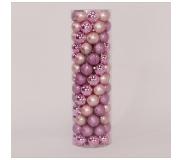 Oosterik Home 100 Onbreekbare kerstballen in koker diameter 6 cm roze classic (roze)