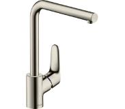 Hansgrohe Focus keukenkraan met rechte hoge uitloop RVS look