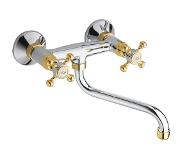 Sapho Antea wand keukenkraan klassiek retro chroom goud