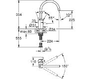 GROHE Eurosmart Cosmopolitan 1-gats keukenkraan met hoge uitloop chroom