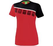 Erima T shirt 5 C dames polyester/mesh rood/zwart
