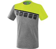 Erima Teamline 5-C T-Shirt Grijs Melange-Lime Pop-Zwart Maat M