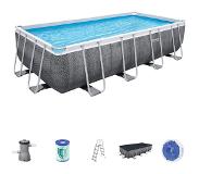 Bestway Power Steel zwembad set rechthoek rotan 488 x 244 x 122 cm