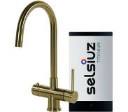 Selsiuz Inox kokend water kraan met titanium single boiler en C-uitloopkraan gold