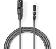 Nedis XLR naar Tulp kabel (m/m) - Nedis - 3 meter (Ongebalanceerd, Mono)
