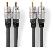 Nedis Stereo-Audiokabel - RCA Stecker - Vergoldet - 1.50 m - rund - PVC - Anthrazit