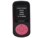 Denver MP3 Speler 4GB Incl. Oortjes - MP4 Speler - Uitbreidbaar Geheugen - Micro SD - MPG4094NR- Roze