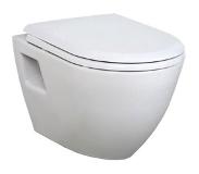 Creavit Toiletpot Hangend DC00325 49,5x35,5x33,5cm Wandcloset Keramiek Diepspoel Nano Coating EasyClean Glans Wit met Bidet en Softclose Toiletbril