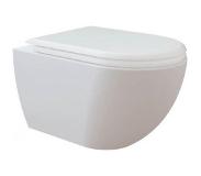 Creavit Toiletpot Hangend Creavit FE322 51x355x29cm Wandcloset Keramiek Diepspoel Nano Coating EasyClean Rimfree Glans Wit met Bidet