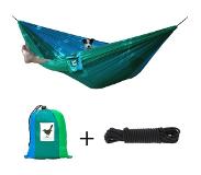 Morethanhip XXL 2 persoons (reis)hangmat Ocean - inclusief set touw - Blauw/Groen