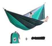 Morethanhip XXL 2 persoons (reis)hangmat Sherwood - inclusief set touwen - Groen/Grijs