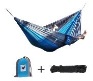 Morethanhip XXL 2 persoons (reis)hangmat Relaxzz- incl. set touwen - Blauw/Grijs