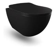 Creavit Free Wandclosetpot Randloos Met RVS Sproeier (Bidet) Mat Zwart ( Inclusief deksel)