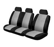 Car Plus stoelhoezenset Van uni polyester zwart/grijs 6 delig