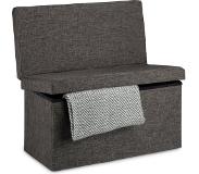 Relaxdays poef met leuning L opvouwbaar, linnen, opbergruimte, 73 x 76 x 38 cm bruin