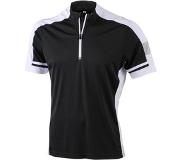 James & nicholson James and Nicholson - Heren Fietsshirt met Halve Rits (Zwart)