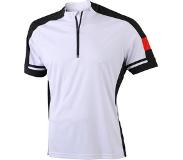 James & nicholson James and Nicholson - Heren Fietsshirt met Halve Rits (Wit)