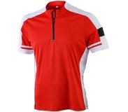 James & nicholson James and Nicholson - Heren Fietsshirt met Halve Rits (Rood)