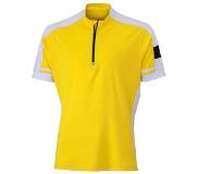 James & nicholson James and Nicholson - Heren Fietsshirt met Halve Rits (Geel)