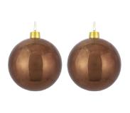 Mica Decorations 2x Mega kunststof decoratie kerstballen kastanje bruin 25 cm - Groot formaat decoratie kerstballen