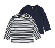 HEMA 2-pak Baby T-shirt Met Bamboe Donkerblauw