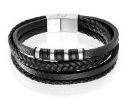 Sieraden Armdecoraties Lederen armbanden Pippa & Jean Lederen armband zwart-zilver extravagante stijl 