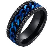LGT JWLS LGT Jewels edelstaal heren ring Cuban Link Zwart Blauw-22mm