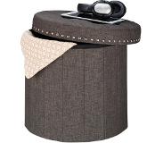 Relaxdays poef met opbergruimte - hocker - rond - zitbank - voetenbank - opvouwbaar - 70 l - bruin
