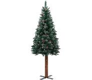 vidaXL Kerstboom met echt hout en witte sneeuw smal 150 cm groen