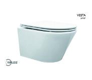 Saqu Sky 3.0 compact randloos hangtoilet met flatline toiletbril met quickrelease Wit