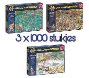 Jan van Haasteren puzzel voordeelset 3x : BIJNA KLAAR 1000, HOCKEY KAMPIOENSCHAPPEN 1000, SPEELGOEDWINKEL 1000